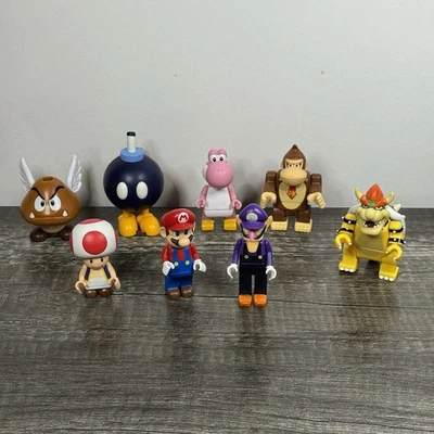 K'nex Nintendo Super Mario Waluigi Donkey Kong Pink Yoshi Mini Figure Lot Of 8 - Image 1 of 4