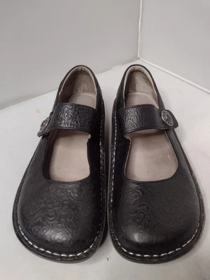 Alegria Paloma Cuero Mary Janes 40 Negro Repujado Cómodo Caminar A34 Foto 1 de 4