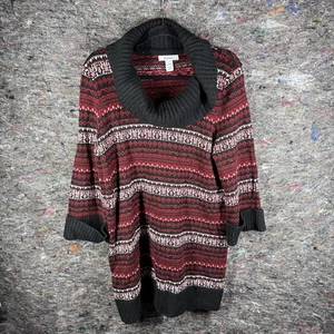 Style & Co Sweater Womens Large Fair Isle Cowl Neck Pullover Knit Acrylic - Picture 1 of 9