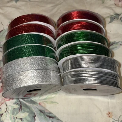 6- 5/8" x 9 ft Decorative Ribbon 6- 9 ft Cording Gift Wrapping & Crafts 3 Colors - Image 1 of 4