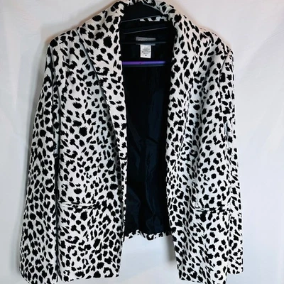 Neiman Marcus Exclusive Leopard Print Black White Sz M Blazer  - Image 1 of 4
