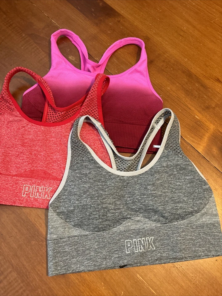 Lot 3 PINK Red, Gray, And Pink Sports Bra Sz XS #3008 - Image 1 of 4
