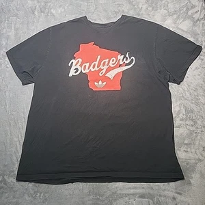 Adidas Camicia Uomo 4XL Nero Wisconsin Badgers Grafica Manica Corta Girocollo - Foto 1 di 10