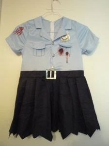 HALLOWEEN POLIZEI ZOMBIE -- 1-teiliges KLEID - GR. KIND 9/10 - BLUTGRAU - Bild 1 von 5