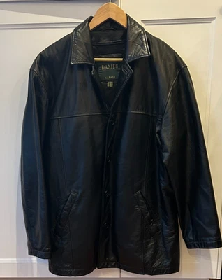 Casaco de couro preto vintage Danier masculino, jaqueta, forro removível, tamanho M, masculino - Imagem 1 de 4
