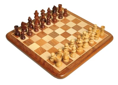 Indian Wooden Flat Chess Board 12"x12" Inch Chess pieces set or Bag Kids Gifts - Image 1 of 4