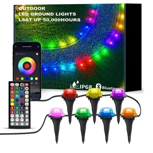 100FT Outdoor Ground Lights, Smart RGB Pathway Lights with APP/Remote Control - Picture 1 of 6