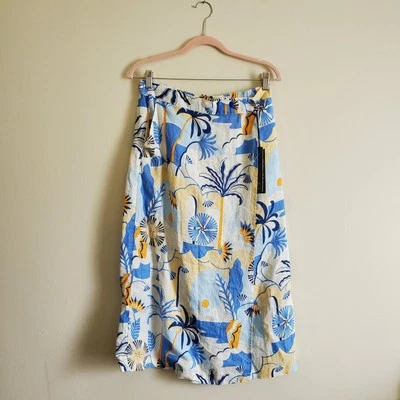 NWT Nicole Miller Women Wrap Skirt Women's Medium European Flax 100% Linen Beach - Image 1 of 4