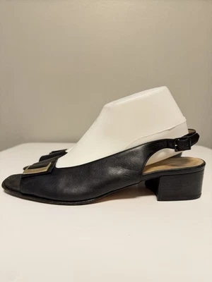 Zapatos de tacón Salvatore Ferragamo de cuero negro para mujer US 10 B (88969) Foto 1 de 4