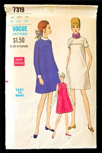 Abito VOGUE vintage anni 60 modello cool retrò stile tenda taglio ordinato/completo 12/34"B - Foto 1 di 6