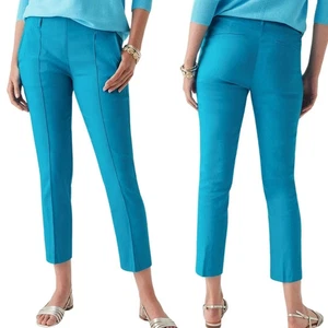 J Jill Pintucked Linen-Stretch Slim-Leg Pants NWT Medium BLUE Retail $79 - Picture 1 of 9