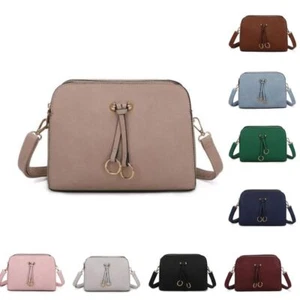 New Women's Double Ring Tassel Triple Zip PU Leather Shoulder Crossbody Handbag - Picture 1 of 15