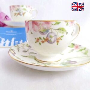 Wedgwood Sweet Plum Cup Saucer Tea White 2 set New from Japan
