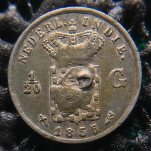 NETHERLANDS INDIES 1855 1/20 GULDEN #03 KM303 error - Picture 1 of 2
