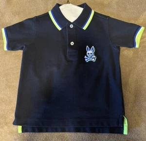 Psycho Bunny Boys Navy Blue Logo Collared Polo Shirt Size XXS 4 - Picture 1 of 6