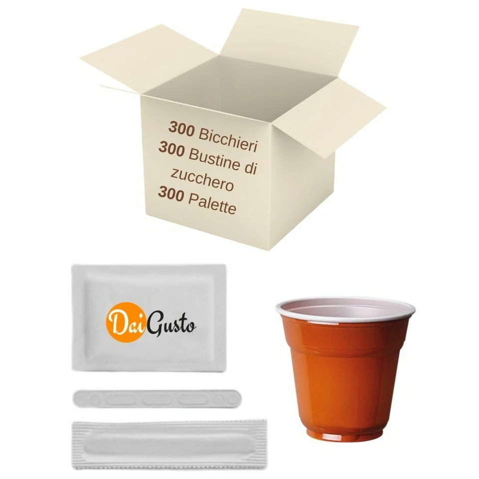 N/D 300 Bicchierini da caffe' 300 bustine di zucchero 300 palette incartate