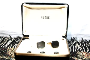 Gemello smoking formale vintage Swank MCM tono oro e set di bottoni mop perla - Foto 1 di 8