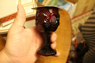 Copa de vino/portavelas colección Cape Cod 1876 ~ Avon 1983 rojo rubí Foto 1 de 3