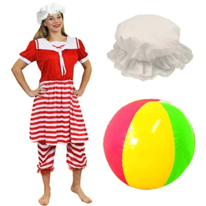 LADIES 1920S BATHER COSTUME VICTORIAN BATHING SUIT SWIMSUIT FANCY DRESS OUTFIT - Picture 1 of 1