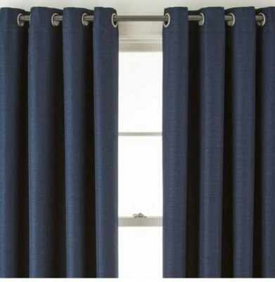 50 X 63 JCP Liz Claiborne Quinn Basketweave Grommet Curtain Panel Indigo Navy  - Image 1 of 4