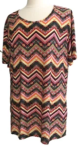 NWT Prestige Edge 2X Women's Plus Size Chevron Print Blouse Stretch Shirt Top - Picture 1 of 7