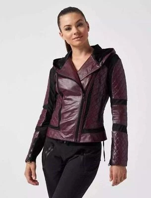 Blanc Noir Voyage Chaqueta de Cuero con Capucha Motociclista Cybercore Mulberry Pequeña Foto 1 de 4