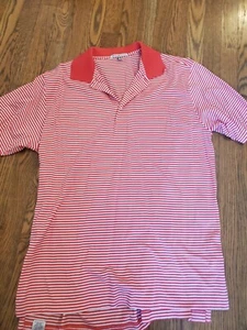 Peter Millar Shirt Mens Large Light Red White Striped Polo Short Sleeve 100% - Picture 1 of 5