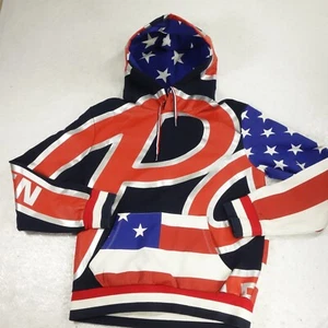 Ralph Lauren Hoodie Mens Small Red White Blue USA Polo All Over Print Stars Flag - Picture 1 of 16