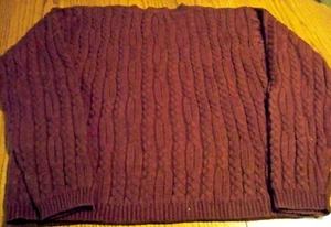 Karen Scott Maroon Cable Knit Sweater 100% Acrylic Sz M Pullover Excellent Cond - Picture 1 of 6