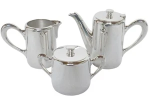Ercuis Hudson Set 3 pz Caffettiera Lattiera Zuccheriera Argentato Promo - Foto 1 di 3