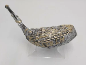 Shofar Vendita Corno di Ram tra 13-15" Opera Dipinta Arte Gerusalemme + Supporto - Foto 1 di 9