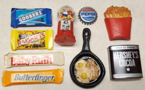 9 Vintage Refrigerator Magnets Chocolate Candy Gum Machine Skillet Fries 1980-90