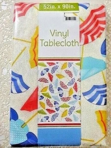 Beach Umbrella Vinyl Tablecloth 52 x 90 PEVA Wipe Clean PEVA Outdoor NIP - Picture 1 of 2