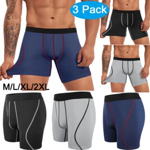 Men's Breathable Underwear Moisture-Wicking Mesh Boxer Briefs Performance 3 Pack - Picture 1 of 12