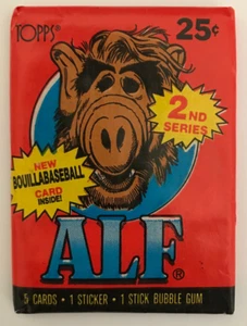 1987 Topps Alf Serie 2 Tarjetas, 1 Paquete de Cera Sellada Sin Abrir De Caja De Cera, 5 Tarjetas - Imagen 1 de 3
