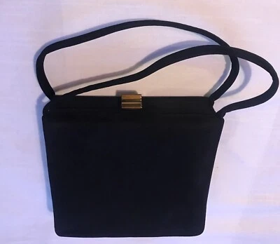 Theodor of California Vintage 50s Purse Black Kidskin Suede Satin Lined So Chic - Image 1 of 4