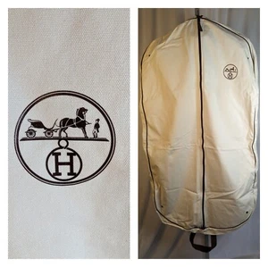 Hermès Garment Bag Suit Clothing Dust Cover Ivory Canvas 42x24x2.5" - Picture 1 of 9