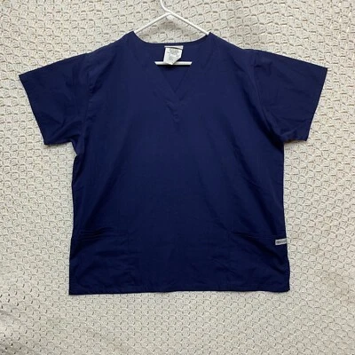 UA Uniform Advantage Women's XL Scrub Top Short Sleeve Blue Navy V-Neck - Image 1 of 4