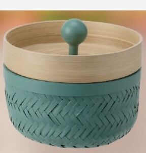 IKEA INSVEP Basket Box With Separate Tray Lid, Bamboo Turquoise, Brand new