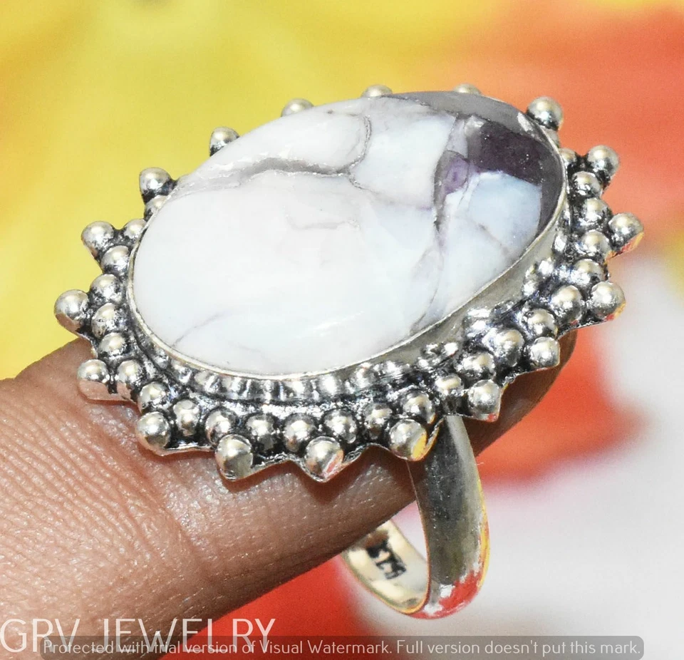 Porcelain Jasper Gemstone Ring 925 Silver Overlay Us Size 8.5" U300-G115 - Image 1 of 1