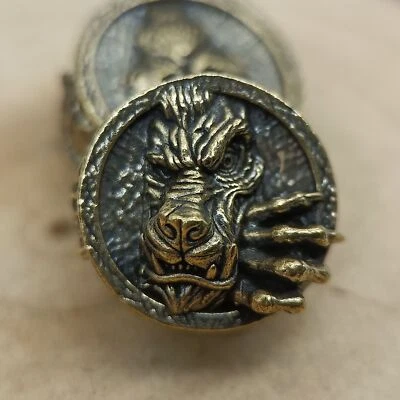 Wolf Claw Skull Brass Bead Parachute Cord Knife Lanyard Pendant EDC Accessories - Image 1 of 4