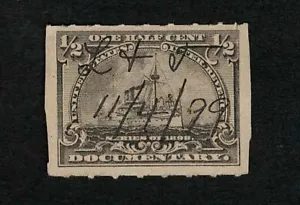 US Revenue 1898 R162 Battleship Documentary Tax Stamp 1/2c Used VF-XF - Picture 1 of 2