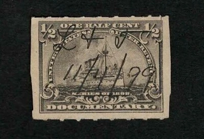 US Revenue 1898 R162 Battleship Documentary Tax Stamp 1/2c Used VF-XF - Image 1 of 2
