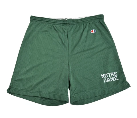 Vintage Champion Mesh Gym Shorts Notre Dame Fighting Irish Green Size Large Cover