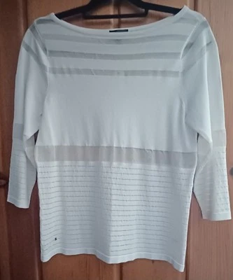 Женский свитер The Limited маленький белый рукав 3/4 полупрозрачные серебряные полоски  - Изображение 1 из 4