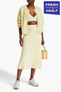 RRP€503 JONATHAN SIMKHAI Midi Skirt Size XS Wool Blend Yellow Ribbed Knit - Picture 1 of 6