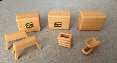 Ertl Farm Country Saw Horses, Wheel Barrel Barrow Corn Seed  Play Set 1/64 - Image 1 of 2