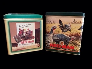 VTG 1989, 1996 Limited Edition Red Man Chewing Tobacco Tins Fenceline Crossing - Picture 1 of 22