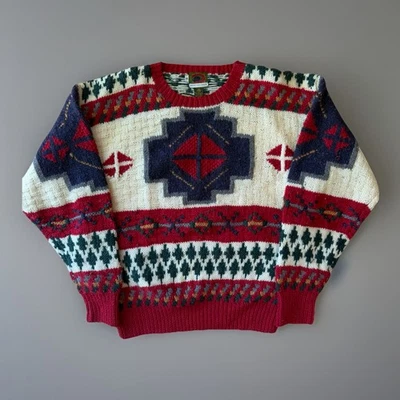 Vintage Boston Traders Wool Sweater S Multicolor Argyle Pullover 80s Outerwear - Image 1 of 4