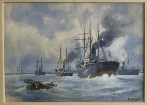 ANTIQUE WATERCOLOUR PAINTING The Thames Near Greenwich WILLIAM ARTHUR EARP - Picture 1 of 10